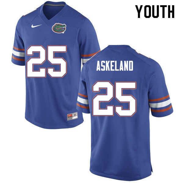 Youth #25 Erik Askeland Florida Gators College Football Jerseys Blue